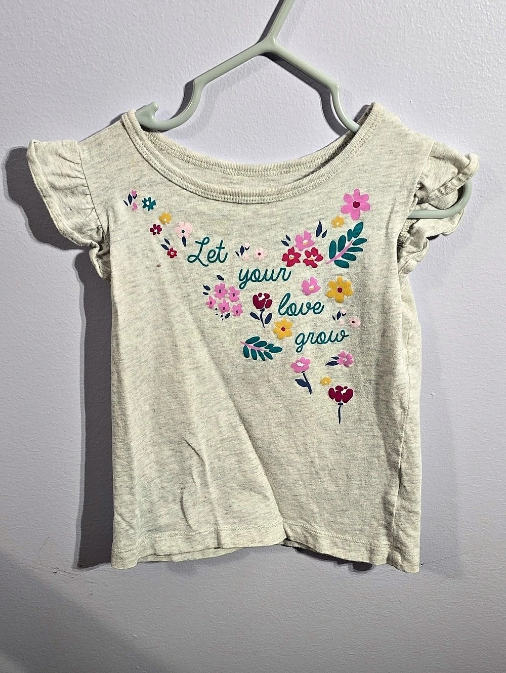 Girls Floral Graphic Ruffle Sleeve Top